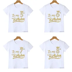 It's My Birthday 3-10th Crown T Shirt Star Graphic Print T-Shirt Birthday Party Gift Shirt Boys Girls Short Sleeve Tees Top