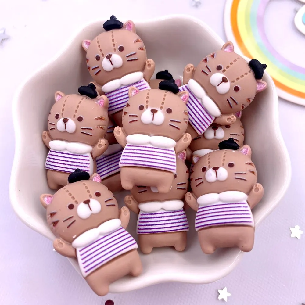 Handbemalte Harz Kawaii bunte Kaninchen Bär Pinguin Dinosaurier Flatback Stein Figur 10PCS Scrapbook DIY Bogen Dekor Handwerk OM4 – Detail 4