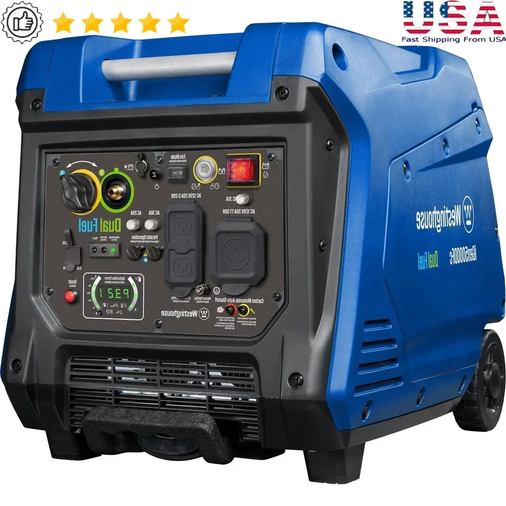 

5000 Peak Watt Super Quiet Portable Inverter Generator Remote Electric Start Dual Fuel