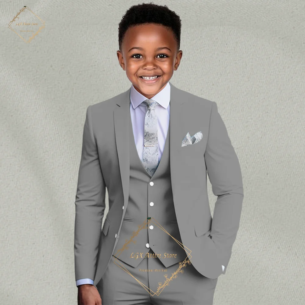 

Premium Luxury Solid Color Boys Business Suit Set Slim Fit 3 Piece Suit Jacket + Vest + Pants for Wedding Groom Other Occasions