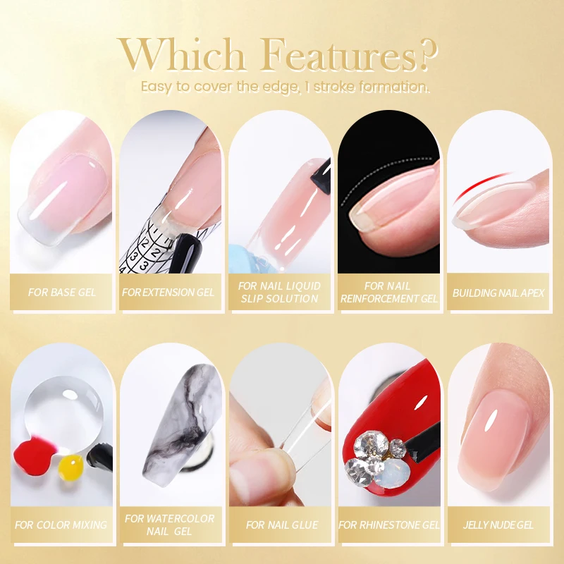 BORN PRETTY 250g 10 IN 1 กาวเจลเล็บเก็บเล็บ C Arc Enhanced Nail Art ความหนาฐานยางเจล Super Bright Top Coat