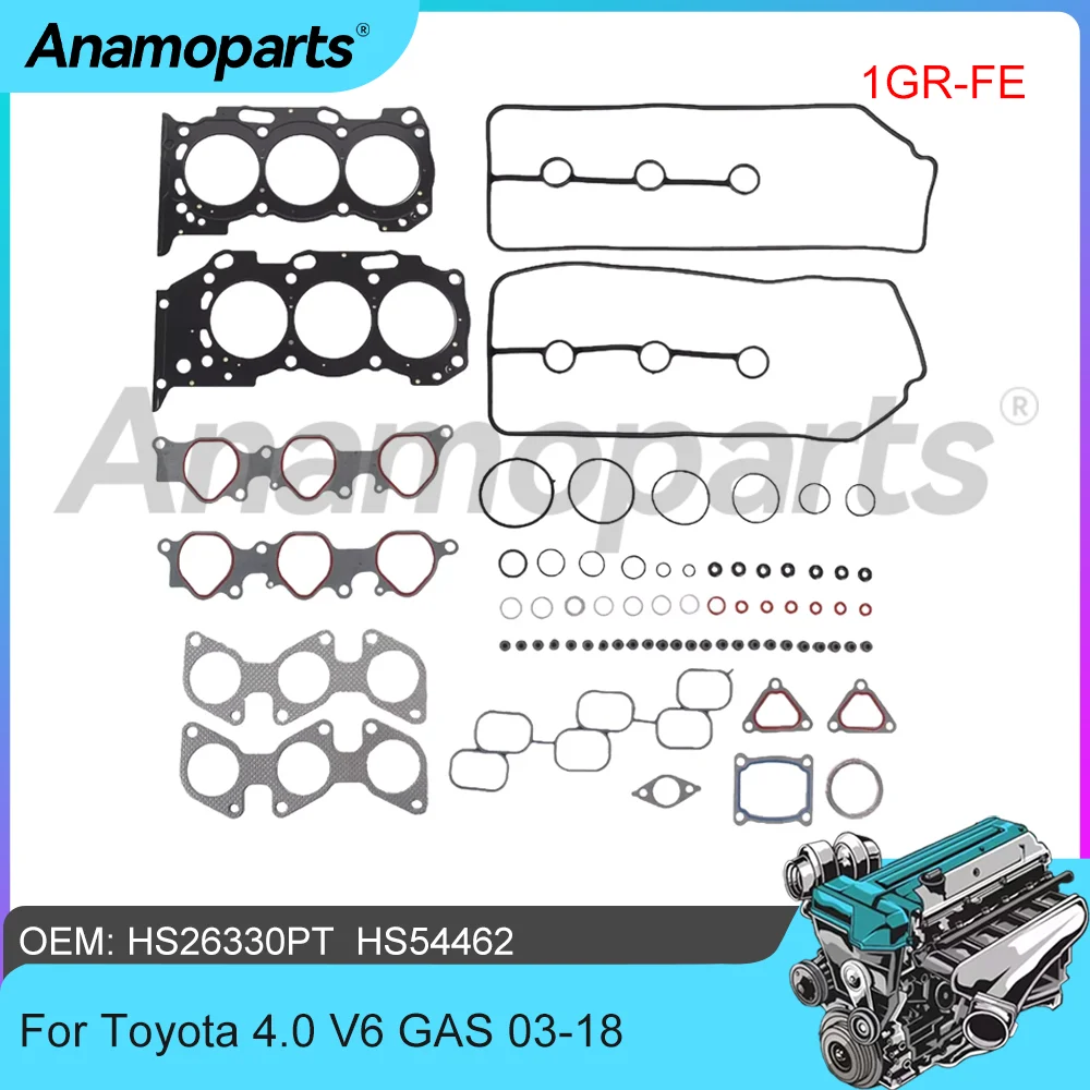 

Engine Parts Full Cylinder Head Gasket Set Fit 4.0 L V6 GAS 1GR-FE For Toyota 4 Runner Land Cruiser Tacoma Lexus GX 4.0L 03-18