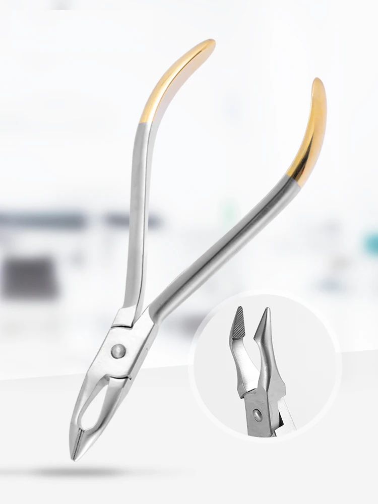 Medical gold handled extraction forceps maxillary and mandibular children's universal stump root forceps