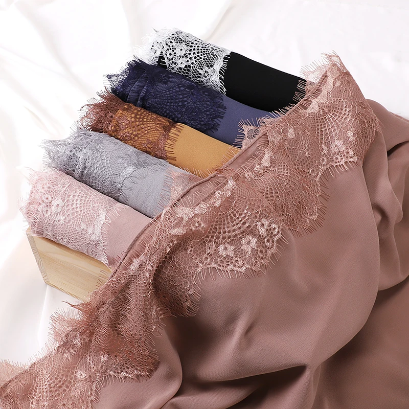 Muslim Soft Lace Hijab Islamic Plain Scarf Premium Chiffon Scarf Shawl Turban Headwraps Headband Foulard Wedding Style