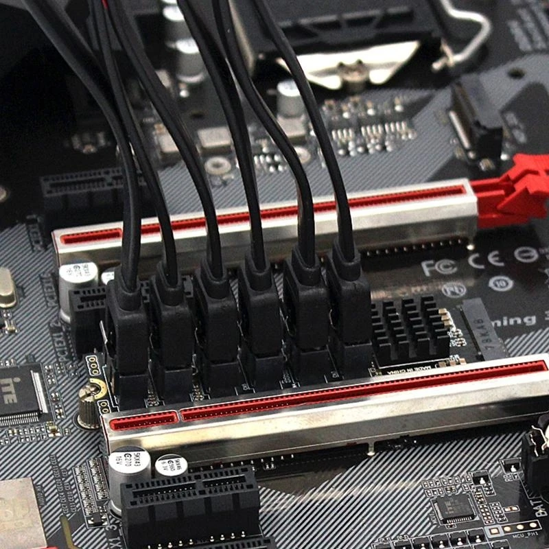 PH516 M2 NVME to Sata 3.0 6 Ports Adapter Converter Card ASM1166 Chip with Aluminum Alloy Heasink for Sata SSD Expansion