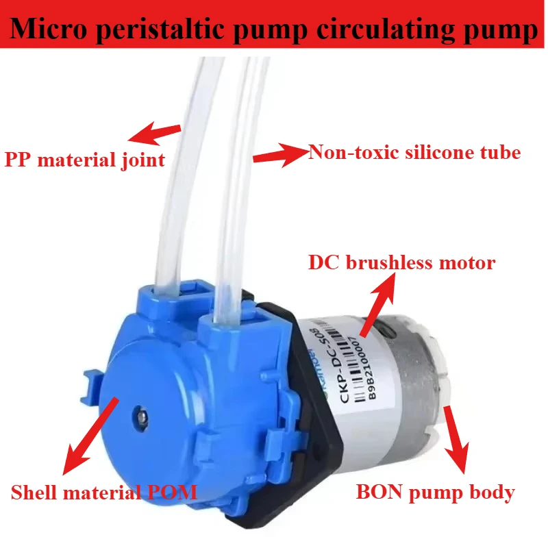 Small Miniature Peristaltic Pump DC 12V Miniature Self-priming Pump Liquid Pump PP Joint Aquarium Laboratory Measurement