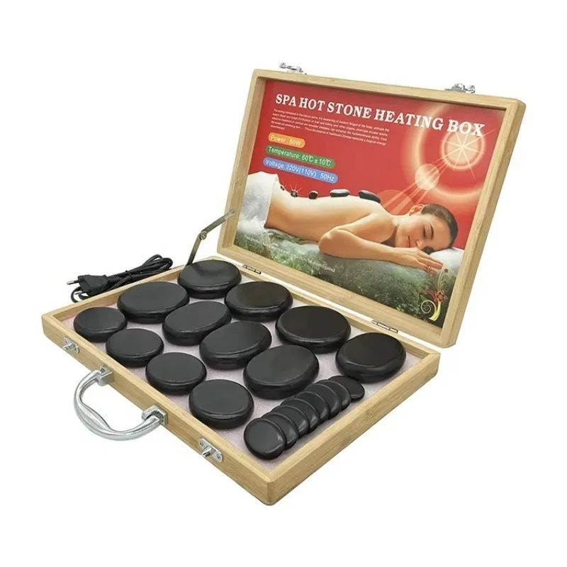 Hot Stone Massage Heater Kit Professional Basalt Hot Stones 20Pcs Electric Spa Heating Set for Body Massage