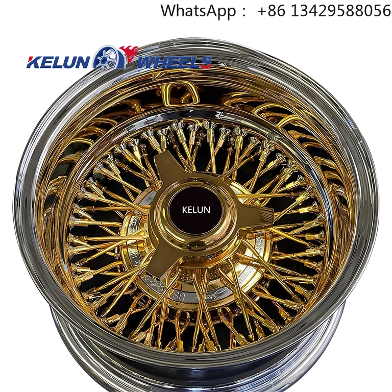 Dayton Styles Reverse All Chrome Rims Triple Gold All Gold Wire Wheels