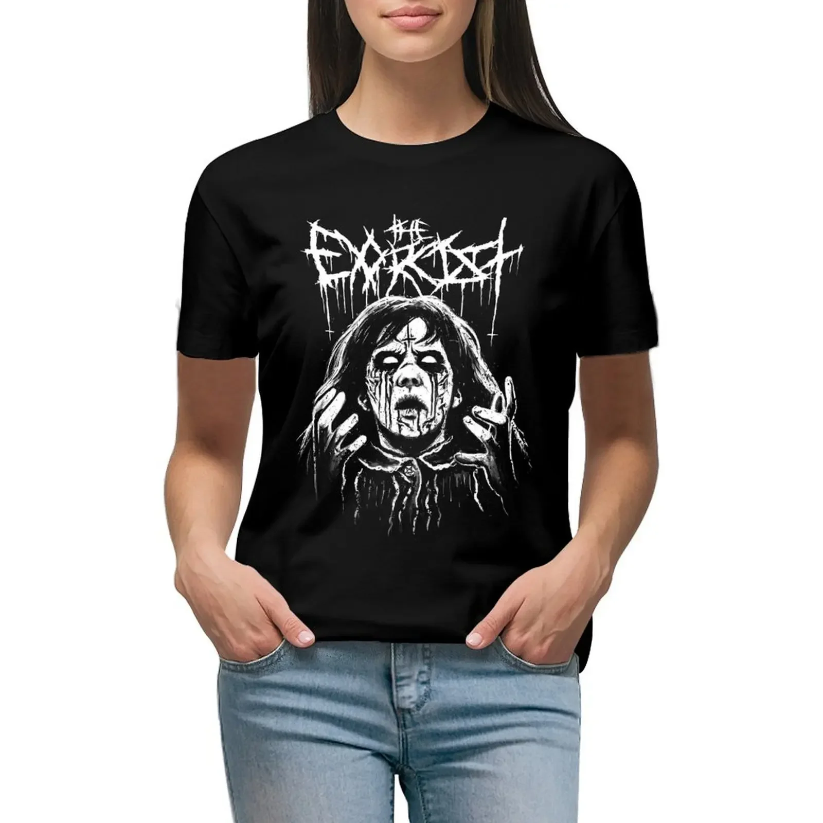 Black Metal Exorcism T-Shirt summer clothes shirts graphic tees white t-shirt dress for Women sexy