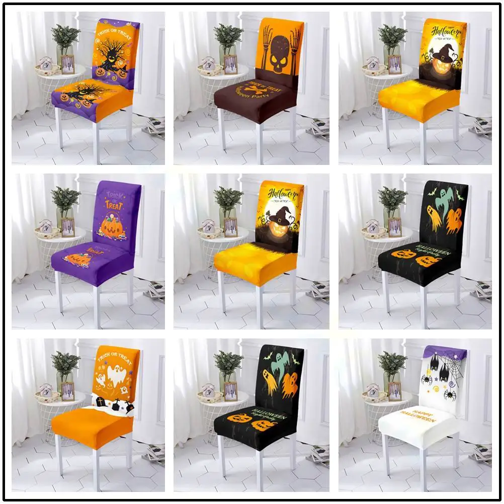 Halloween Home Chair Covers Spandex Stretch Slipcover for Restaurant Banquet Hotel Dining Party Universal Chair Cover Halloween