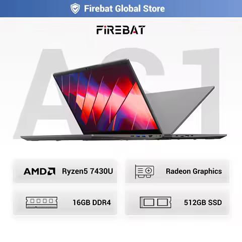 Firebat AS11 Laptop AMD R5 7430u CPU 16GB RAM SSD 512GB Lightweight Business Computer Windows 15.6 Inch Notebook BT5.2 WiFi6