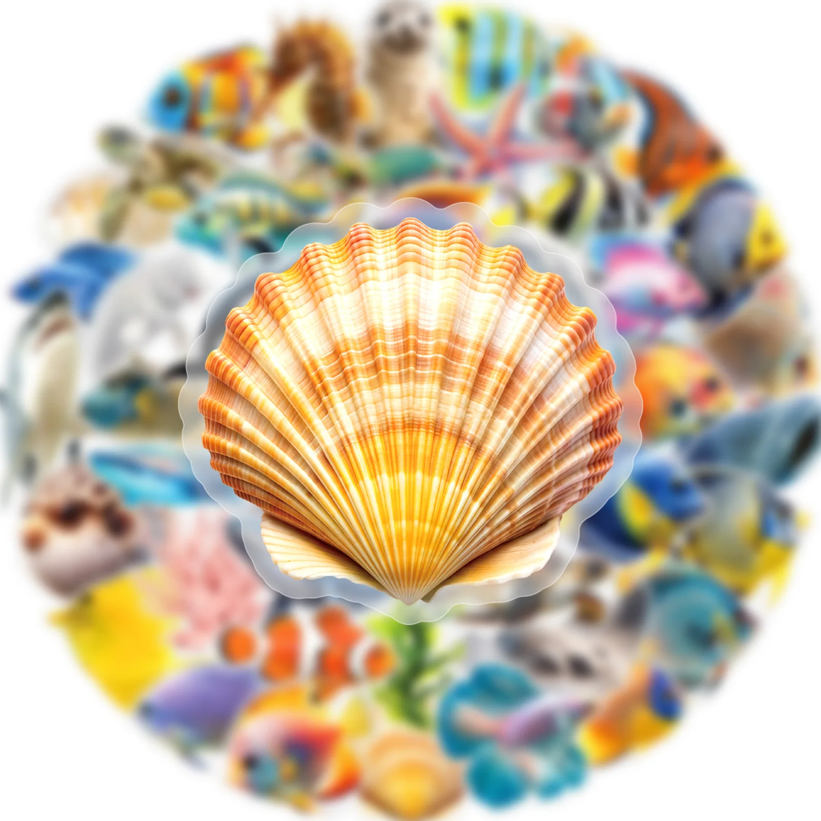 50Pcs Transparent Sea Fish Animal Ocean World Stickers Decals for DIY Decor Scrapbooking Notebook Phone Laptop Guitar - view 5