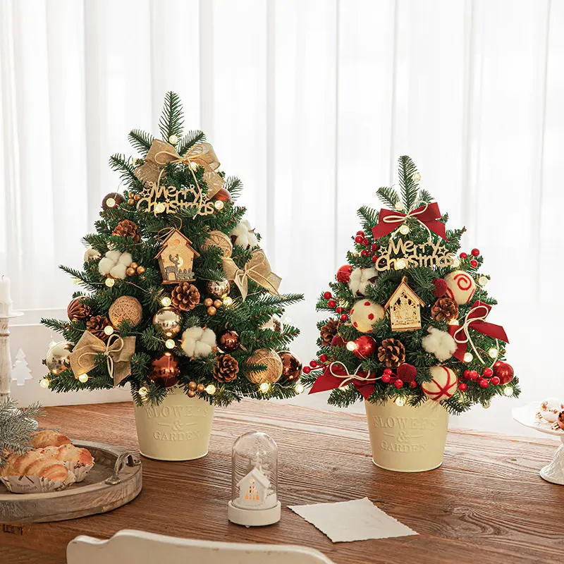 Christmas decorations scene arrangement Christmas tree household small encrypted ornaments lights DIY handmade ins wind package