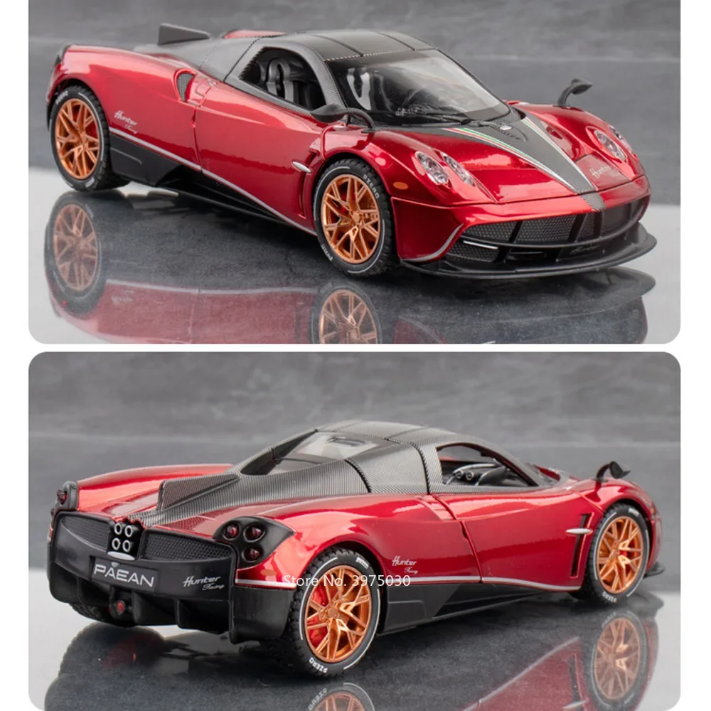 1/22 Pagani Huayra Dinastia Alloy Cars Diecast Model Toys with Sound Light Sports Car Wheel Pull Back Vehicle Kids Xmas Gift Toy