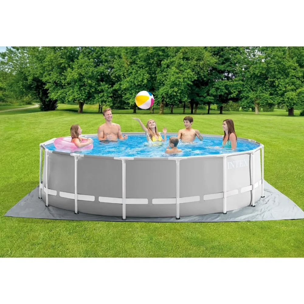 

530 GPH Filter Pump and Easy Set-Up, Prism Frame Round Above Ground Outdoor Backyard Swimming Pool Set