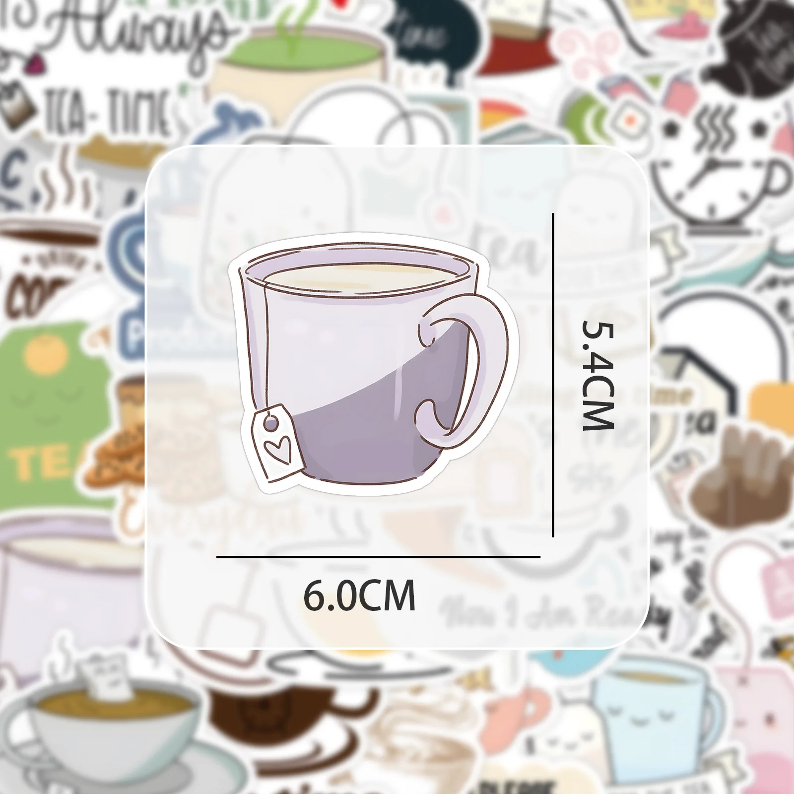 50 pezzi Cartoon Tea Time adesivi graffiti personalizzati quaderno decorativo frigorifero cancelleria impermeabile giocattoli per bambini regali