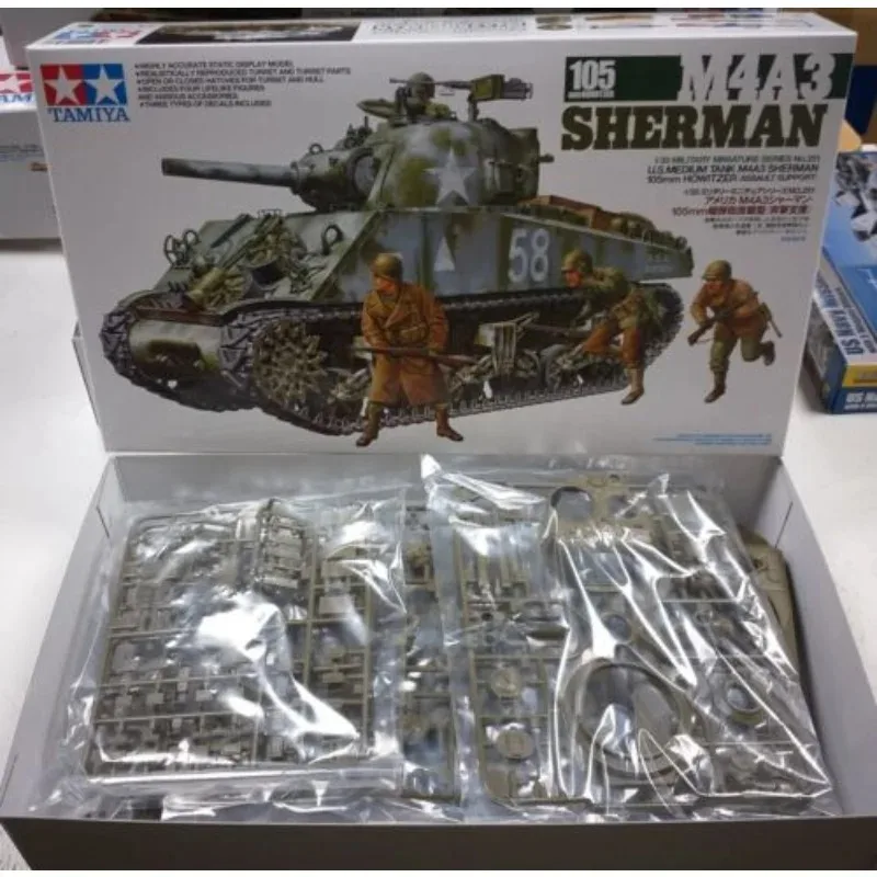 Tamiya 35251 1/35 Military Model Kit U.S Medium Tank M4A3 Sherman 105mm Howitzer