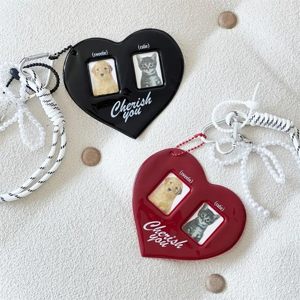 Cute PVC Photo Card Holder Love Heart Shape Korean Style Pendant Card Holder Idol Photo Frame Women Girls