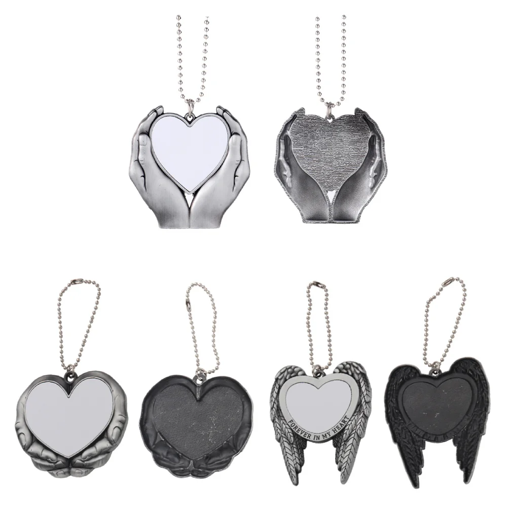 Sublimation Blank Keychain Ornament Angel Wing&Love In Hand Pendant Festival Party Ornaments For Thermal Tranfer Print
