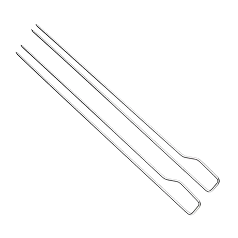 

2pcs Stainless Steel Barbecue Skewer Rustproof Meat Fork For Chicken Wings Kebabs Outdoor Camping Bbq Party Use Silver