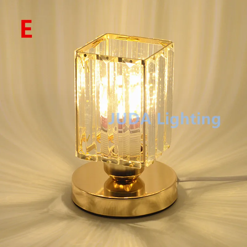 E27 base LED Simple creative modern bedroom table lamp Iron Bedside lamp Crystal desk lamp with button switch cable wire cord