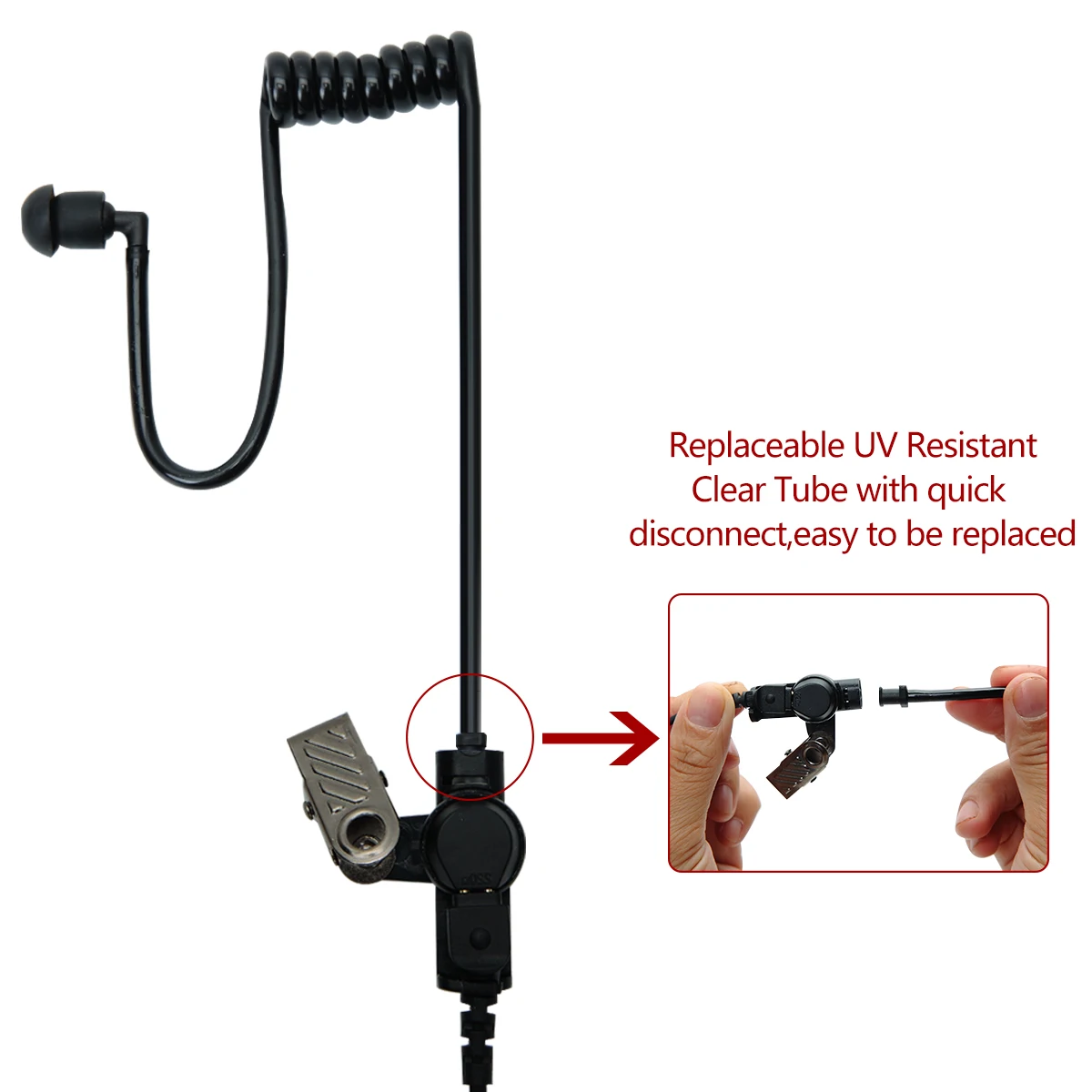ABBREE Replacement Acoustic Coil Tube Walkie Talkie Earpieces for Baofeng Motorola Kenwood Retevis Midland Two Way Radio Headset