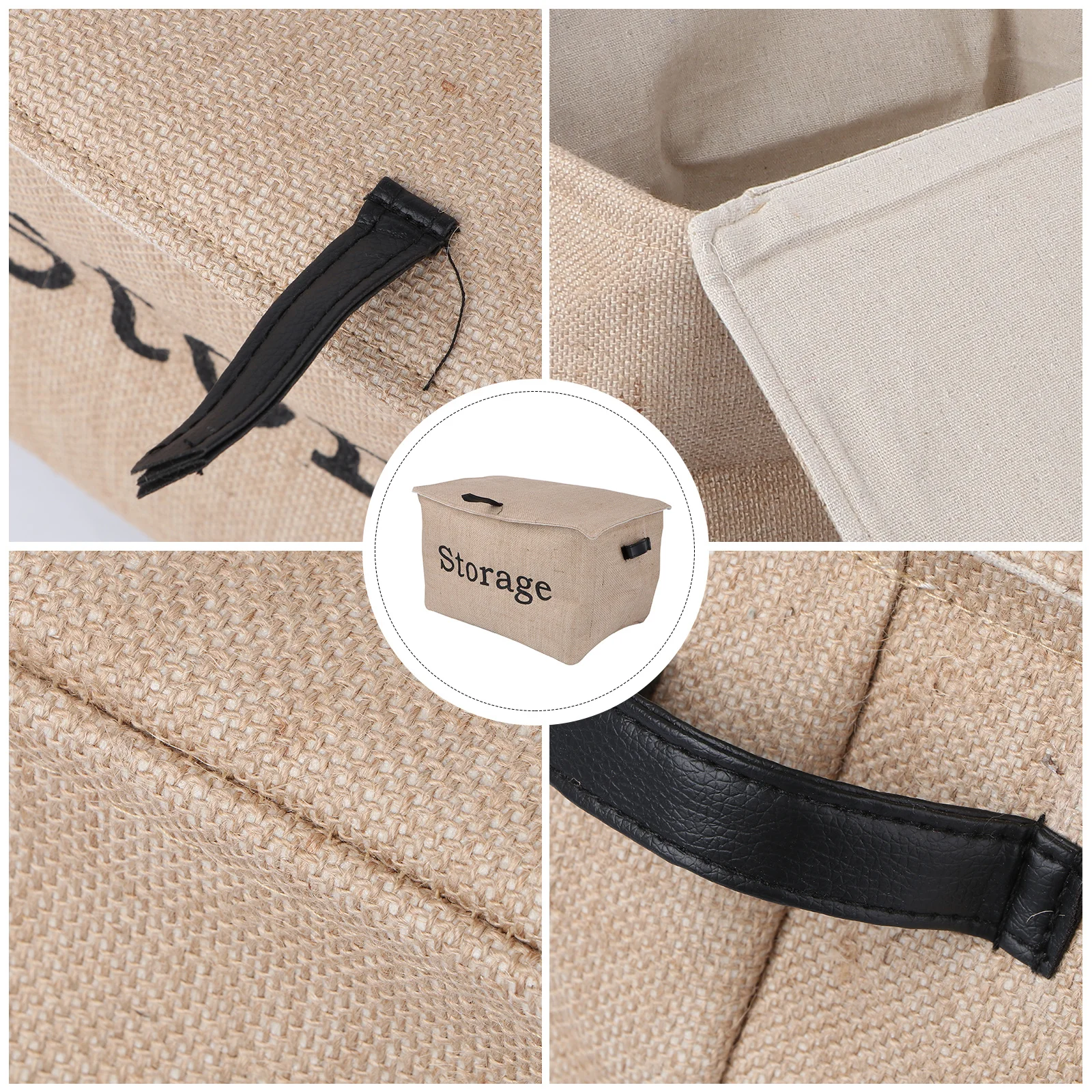 

Hemp Storage Box Eco-friendly Container with Lid Fabric Bins Fold Cotton Linen Clothing Foldable