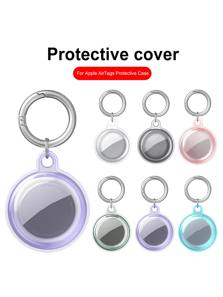 เคสสำหรับ Apple airtag ฝาครอบป้องกันเคส TPU สำหรับผู้ถือ airtag พร้อมพวงกุญแจพวงกุญแจเคสป้องกันการกระแทก