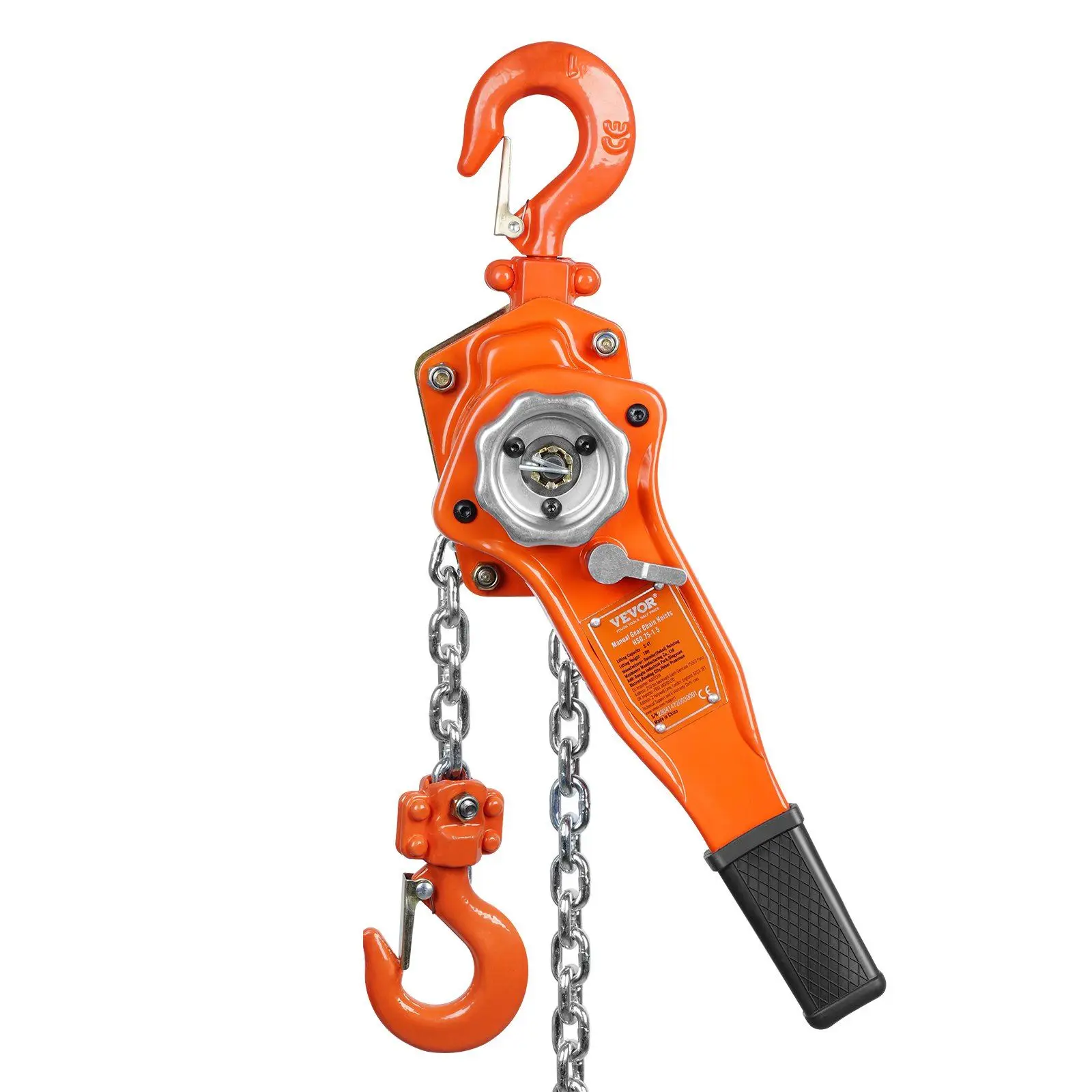 

3/4-Ton (1650 lb) Manual Chain Hoist – 10ft G80 Steel Chain – Weston Brake & 360° Hook for Secure Lifting
