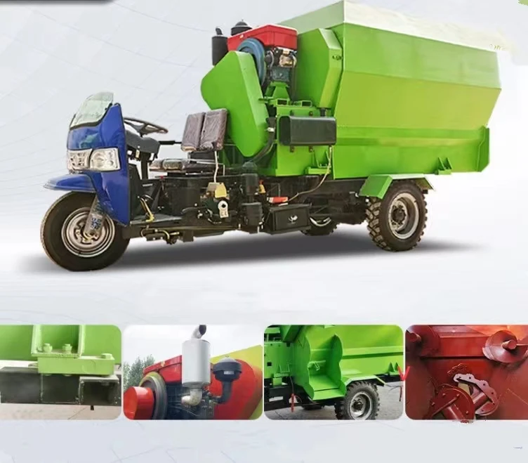 Silage crushing mixing integrated spreader/Farm manure spreading machine /Three wheel feed spread fertilizer truck