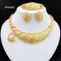 Brazil 18K Gold Plated Jewelry Set For Women Unique Two Tone Design Necklace Earrings Bracelet And Ring Wedding Party Gift