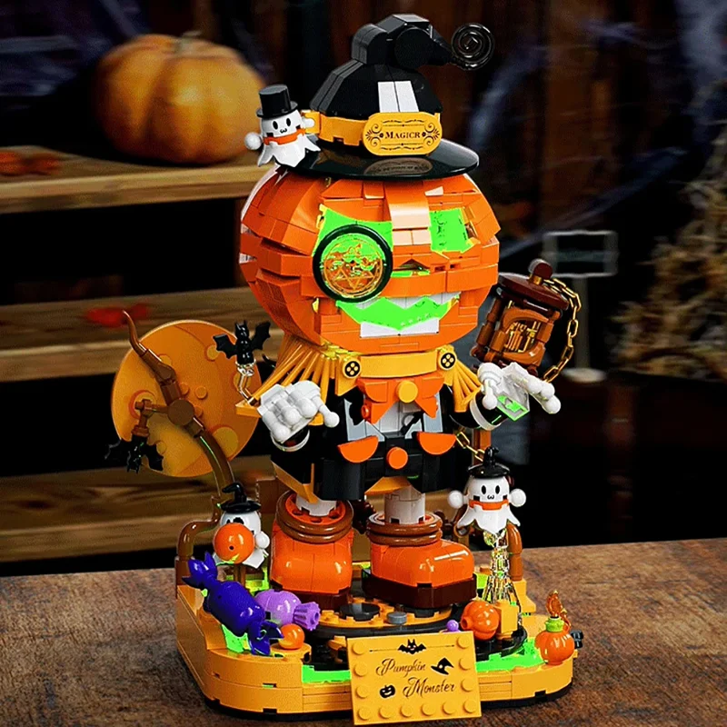 Originality Halloween Pumpkin New Puzzle Block Snowman Elf Design Face-changing Retro Style Assemble Toy Kids Christmas Gift