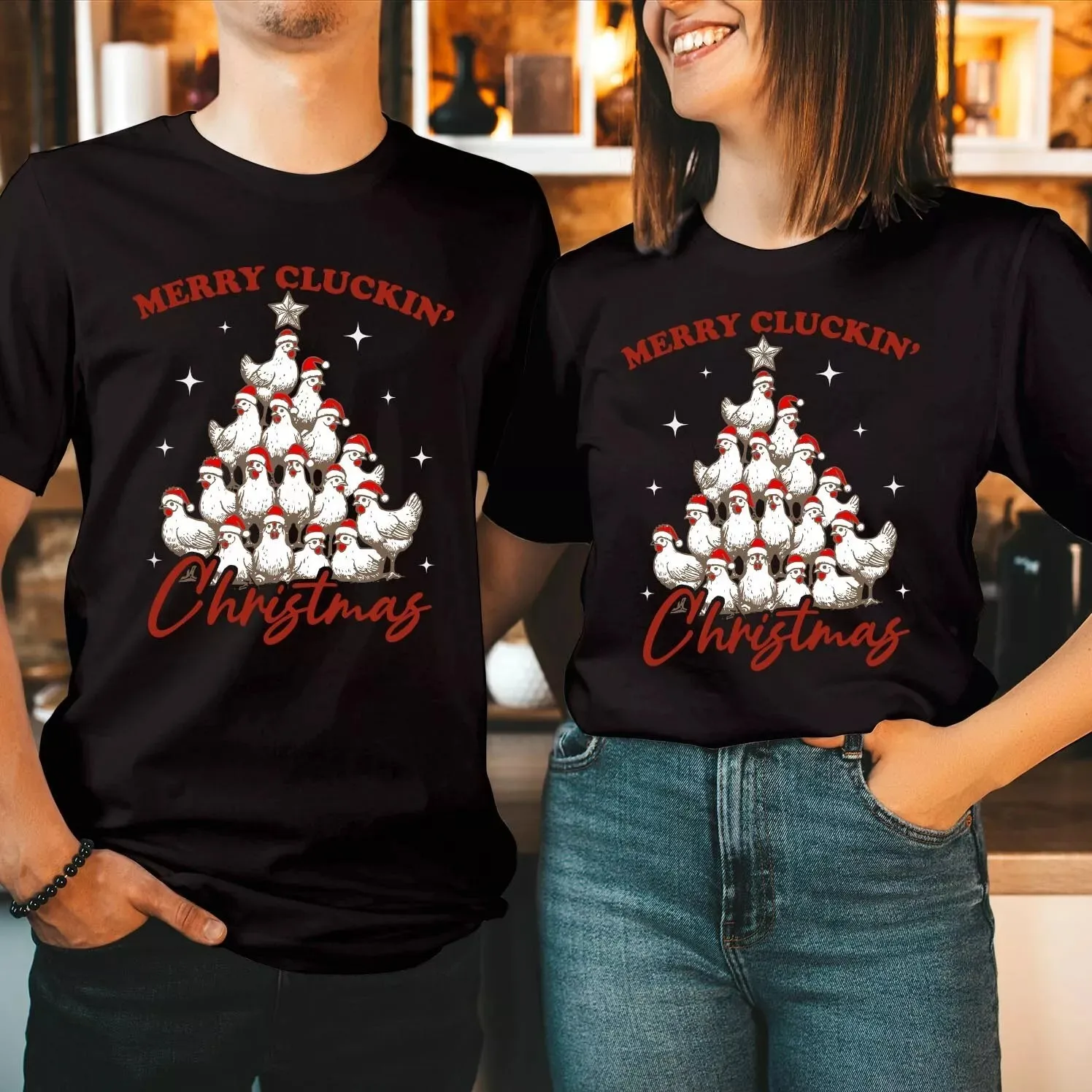 Merry Clucking Cluckin Chicken Christmas Family Vacation Tshirts Celebrating Christmas Day with a T-shirt