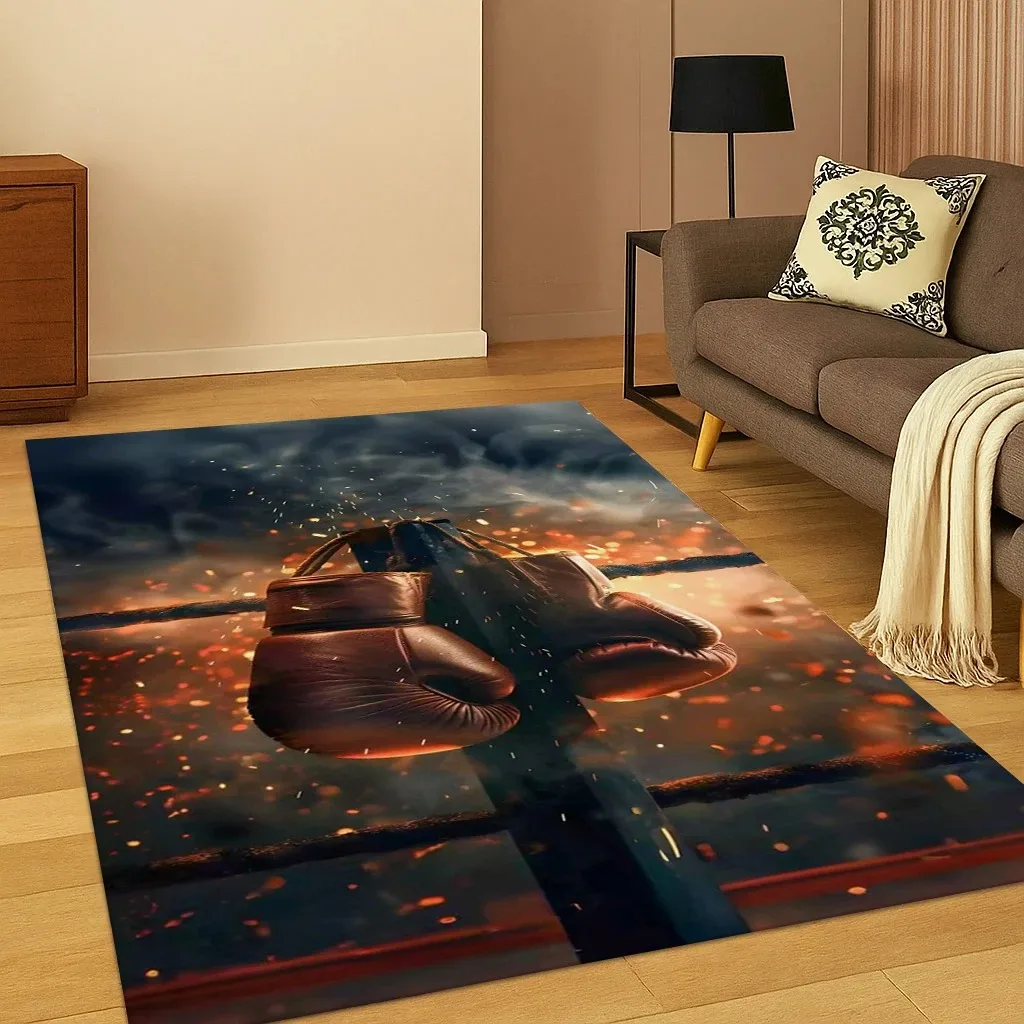 3D Boxing Gloves Fight Scene Area Rug, Non-Slip Floor Mat for Living Room & Bedroom, Kids Play Sports Carpet – Home Decor