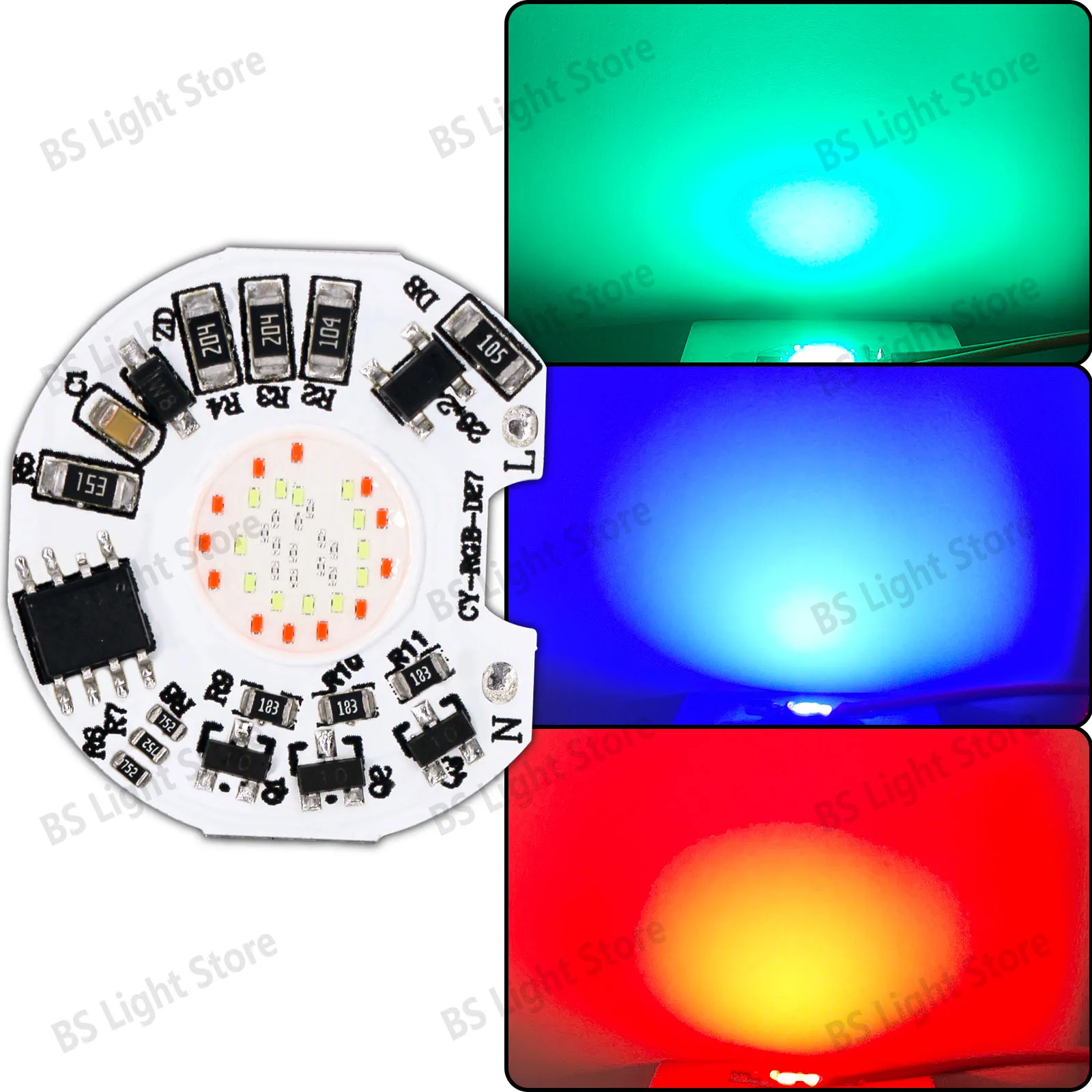 LED COB Chip 3W AC220V Intelligent IC No Need To Drive Red Green Blue Gradient For Light Source Projection Light Spotlight DIY