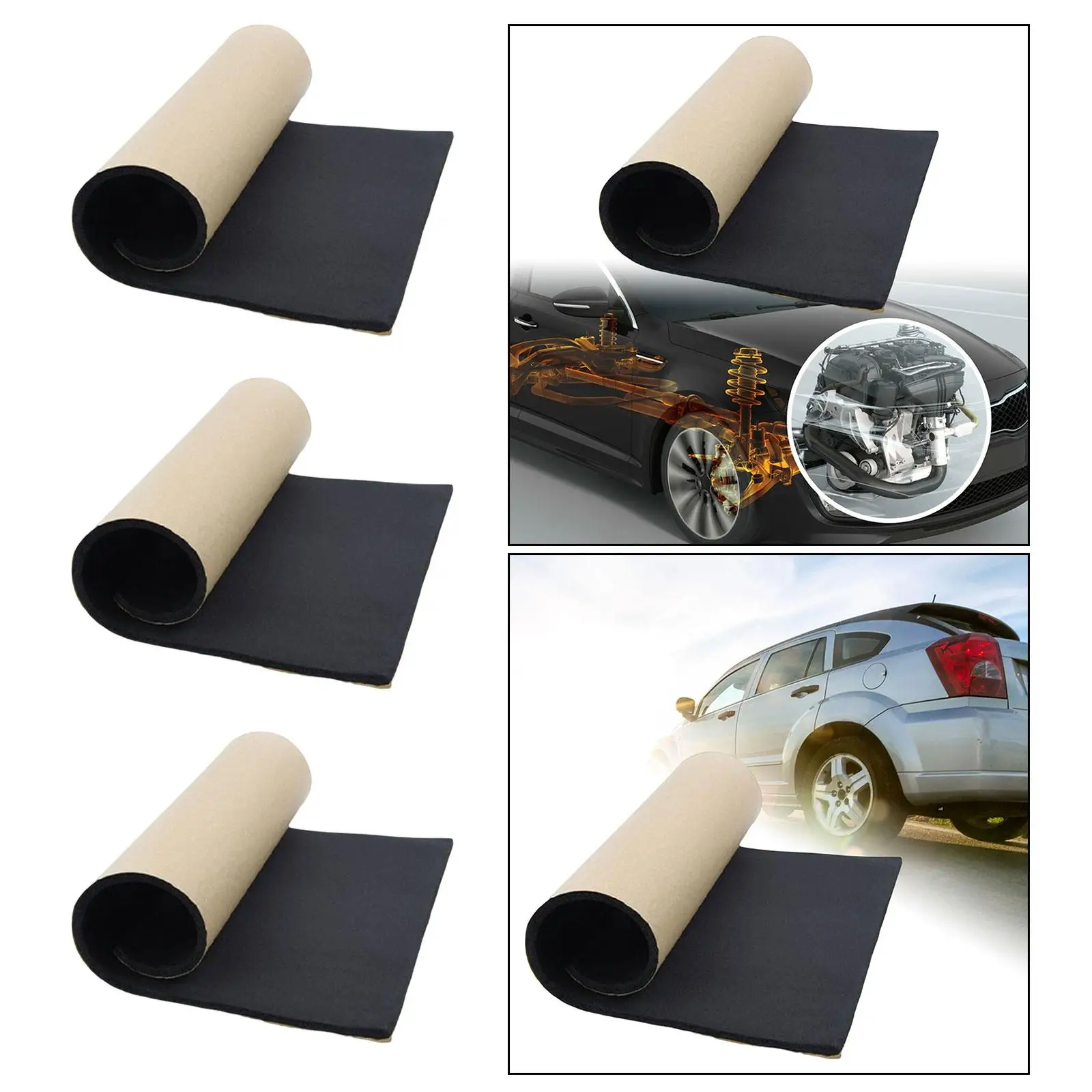 Automotive Sound Deadener Heat Insulation Mat Noise Barrier Pad Flexible Cuttable for Roof Doors and Boot