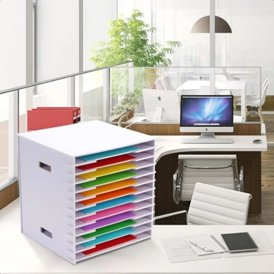 سجل القصاصات الورقية المنظم 12x12 12 الطبقة ملف فارز تخزين الأبيض البطاقات ورقة فارز تخزين الرف حامل مستندات سطح المكتب