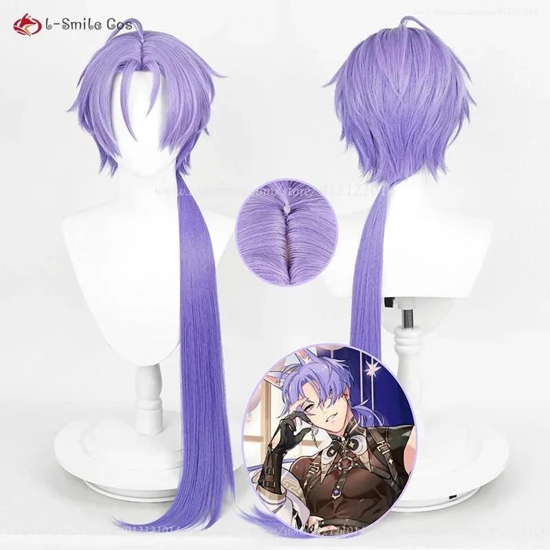 

2025 High Quality Game Cosplay 32cm Purple Kuya Heat Resistant Synthetic +Hair Piece+Wig Cap