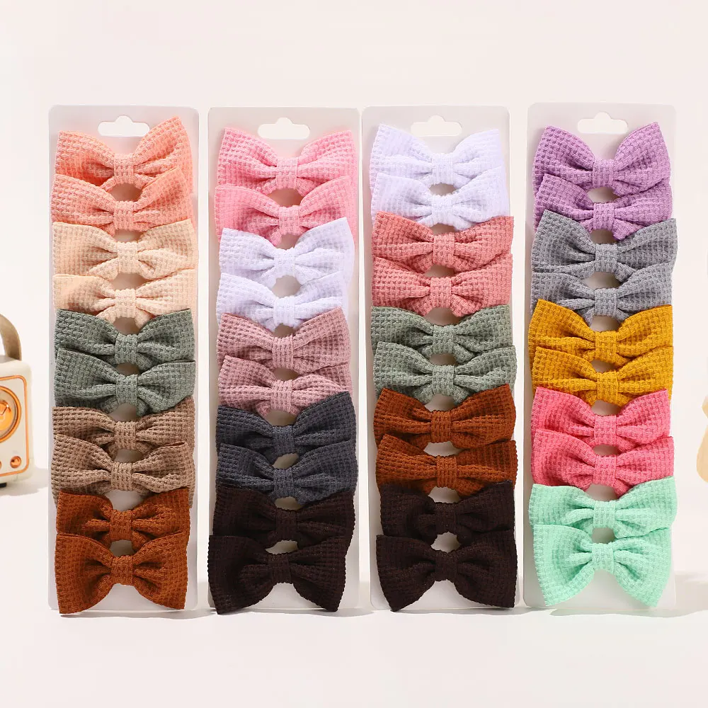 10 Teile/satz Mode Bögen Hairgripes Baumwolle Stickerei Haar Bogen Haar Clip für Süße Mädchen Kinder Schöne Haarnadeln Headwear Sets Geschenk – Detail 12