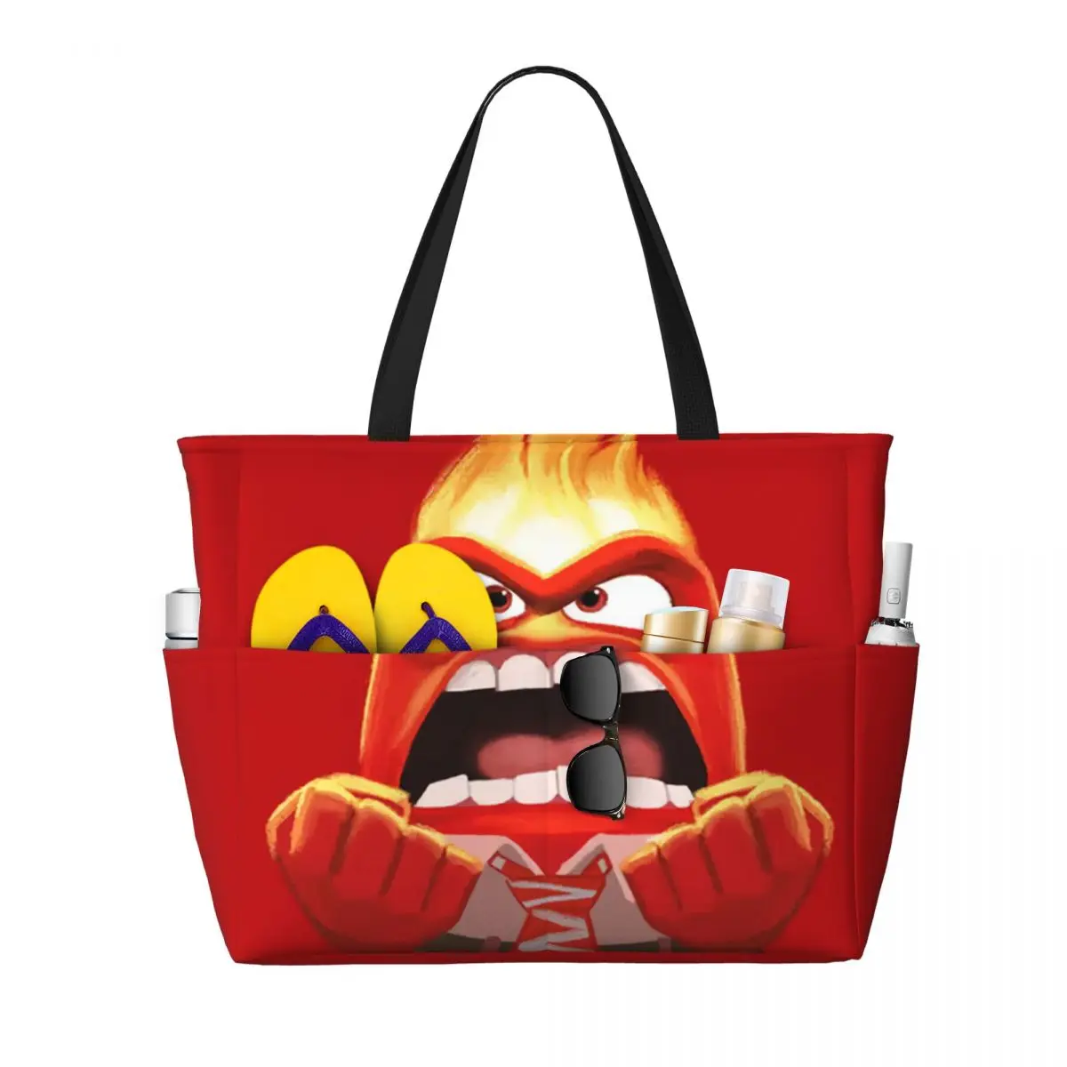 Custom Anger Inside Out Tote Bag for Women Big Capacity Beach Gym Travel Bags