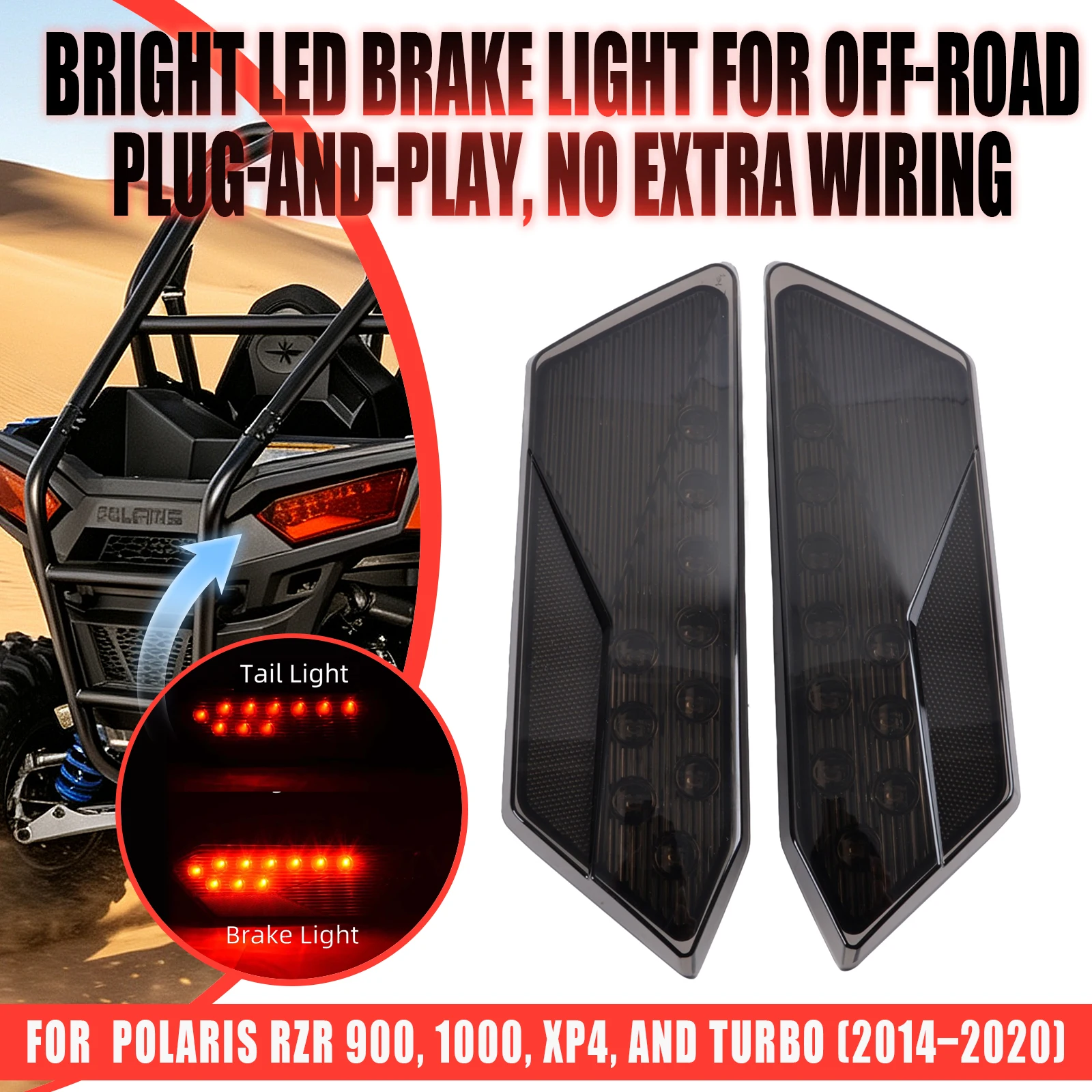 LED Tail Lights Rear Brake Running Driving Stop Lamp For Polaris RZR 1000 900 XP 4 Turbo 2014 2015 2016 2017 2018 2019 2020