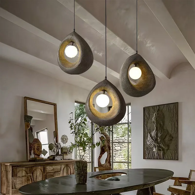 Designer Chandelier Restaurant Light Three-Head Creative Individual Bar Lamp Wabi-Sabi Style Clothing Store Homestay Creamy Styl