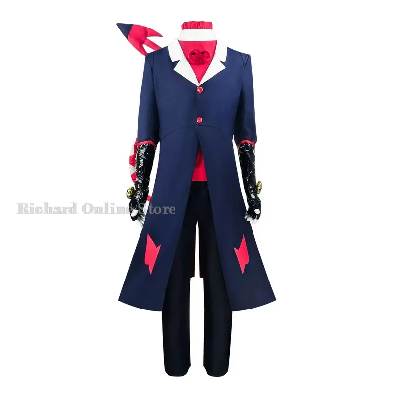 Dd12anime hazbin hellvua blitzo blitz chefe traje demônio chifre imp uniforme roupa buckzo cosplay roupas festa de halloween