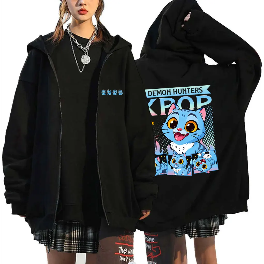 

Kpop Demon Hunters Derpy Tiger Zipper Hoodie Men Women Fashion Teen Cartoon Trend Zip Up Jacket Unisex Oversized Hoodies Coat