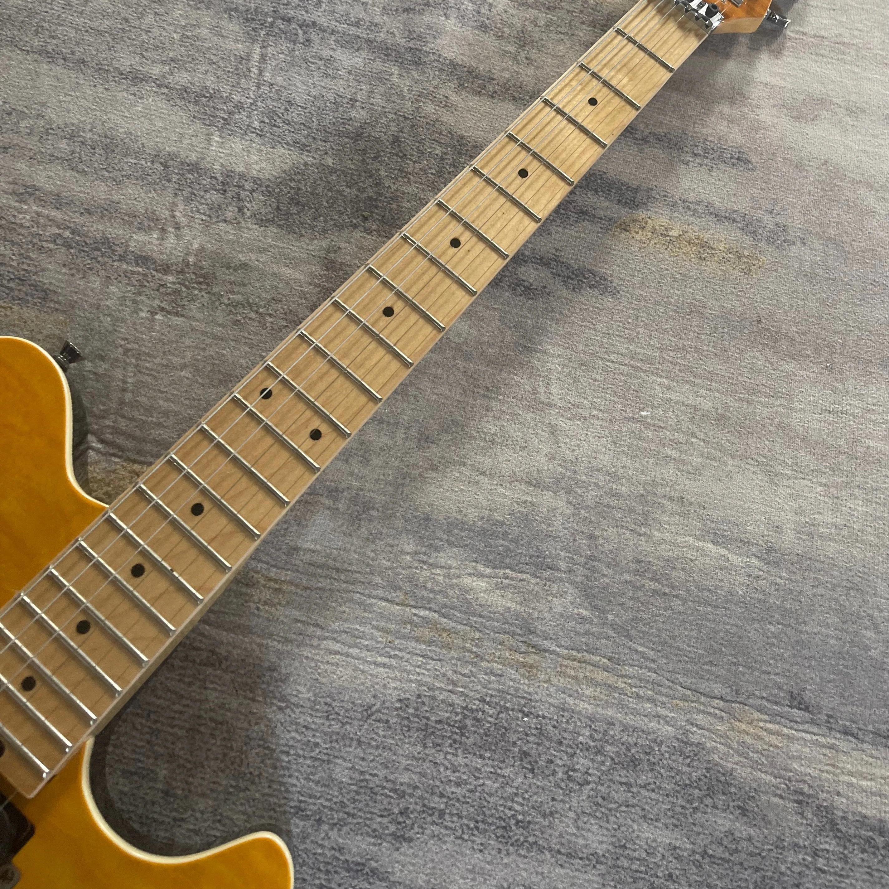 Wooden Yellow Double Shake EVH Shaped Electric Guitar with Poplar Body and Maple Neck HH Pickup Free Shipping Gift