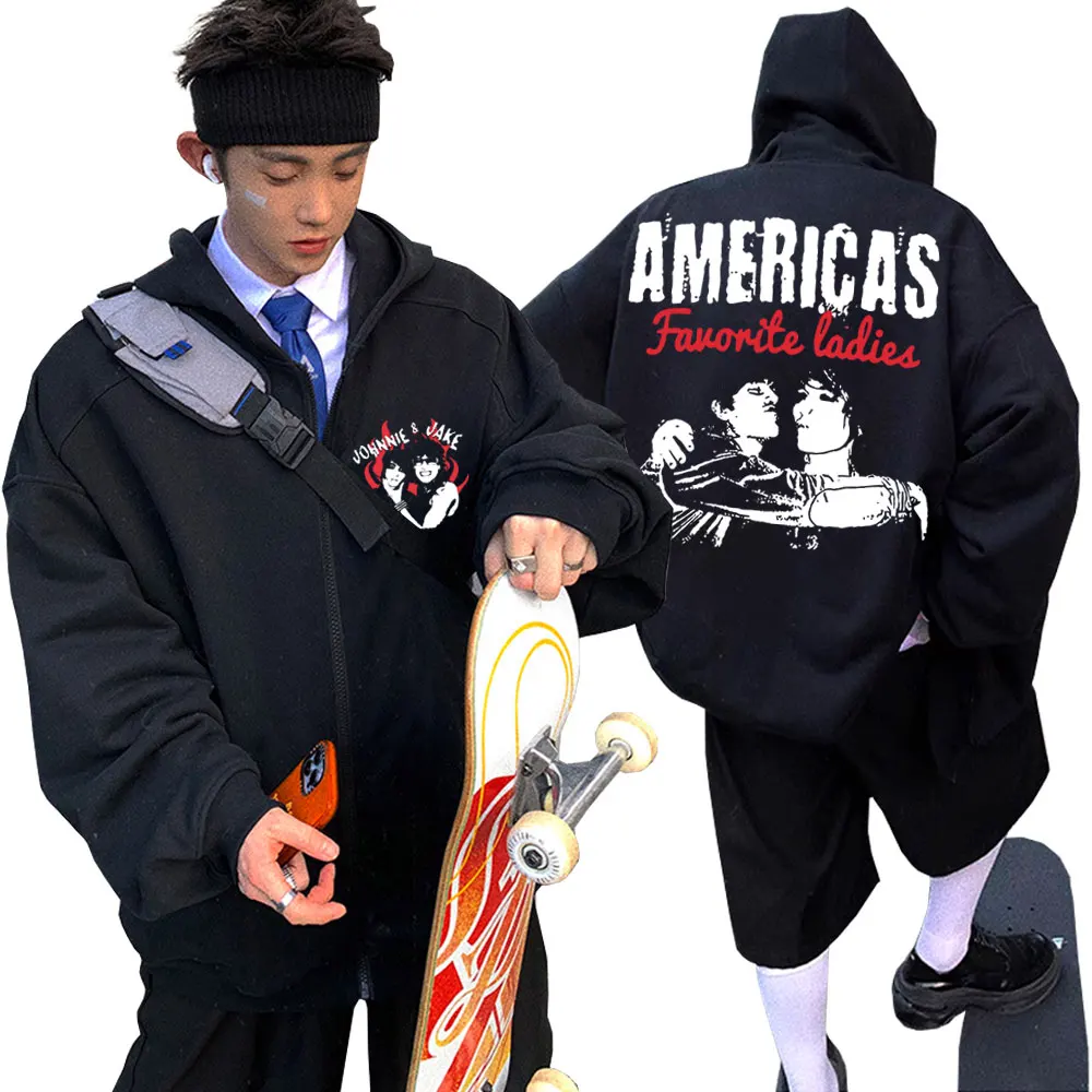 

America's Favorite Ladies Jake Webber and Johnnie Guilbert Graphic Zipper Hoodie Men Women Fashion Casual Oversize Zip Up Jacket