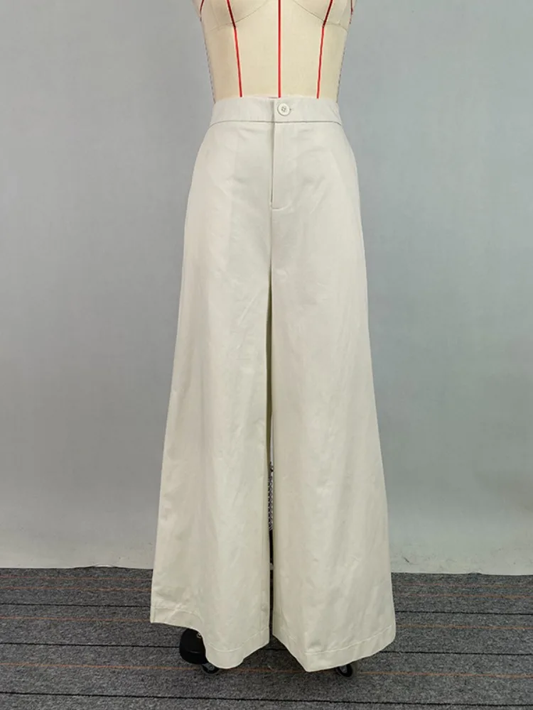 

Missuoo 2025 New Women's Simple Casual Pants Elastic High Waist Wide Leg Palazzo Trousers Cotton-Blended Commuter Bottoms