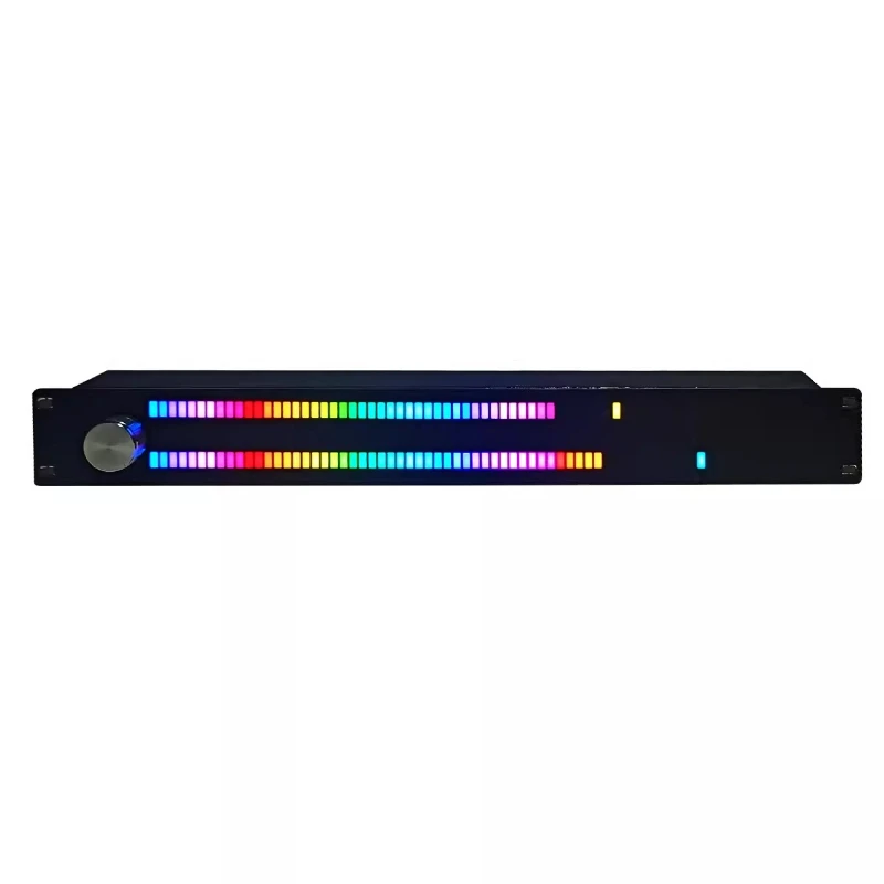 Professional rack-mount music level indicator with 1.5u sound-activated ambient vu meter, full-color dual-row led, 128 leds
