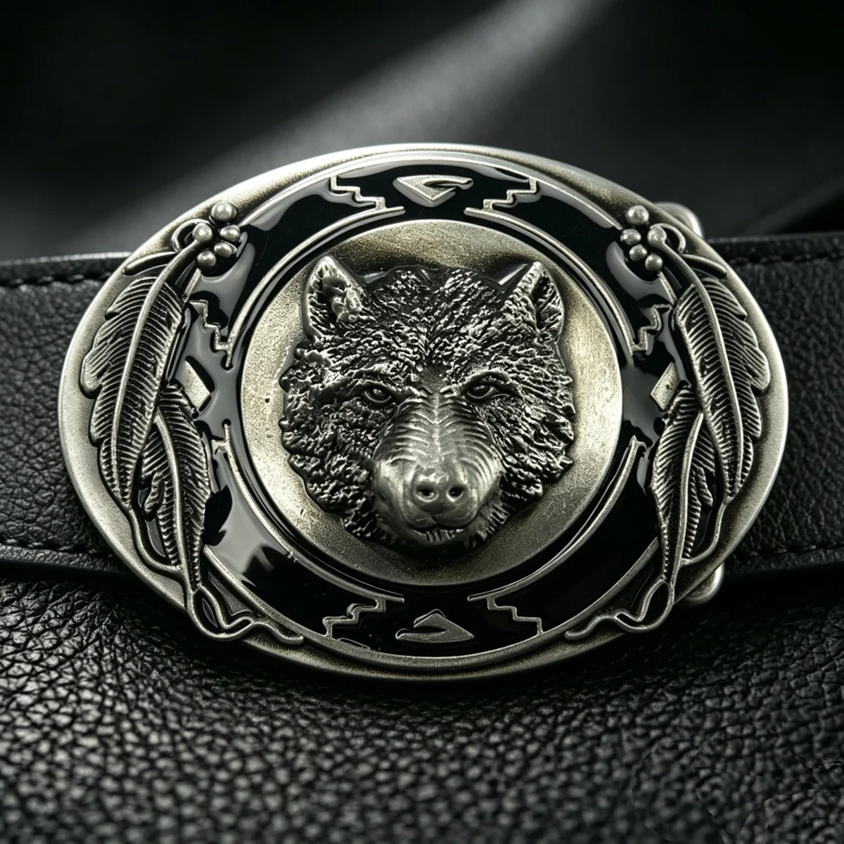 Men's Retro Western Wolf Head Shape Belt Buckle Fashionable Leather Accessory Cowboy Classic Trend