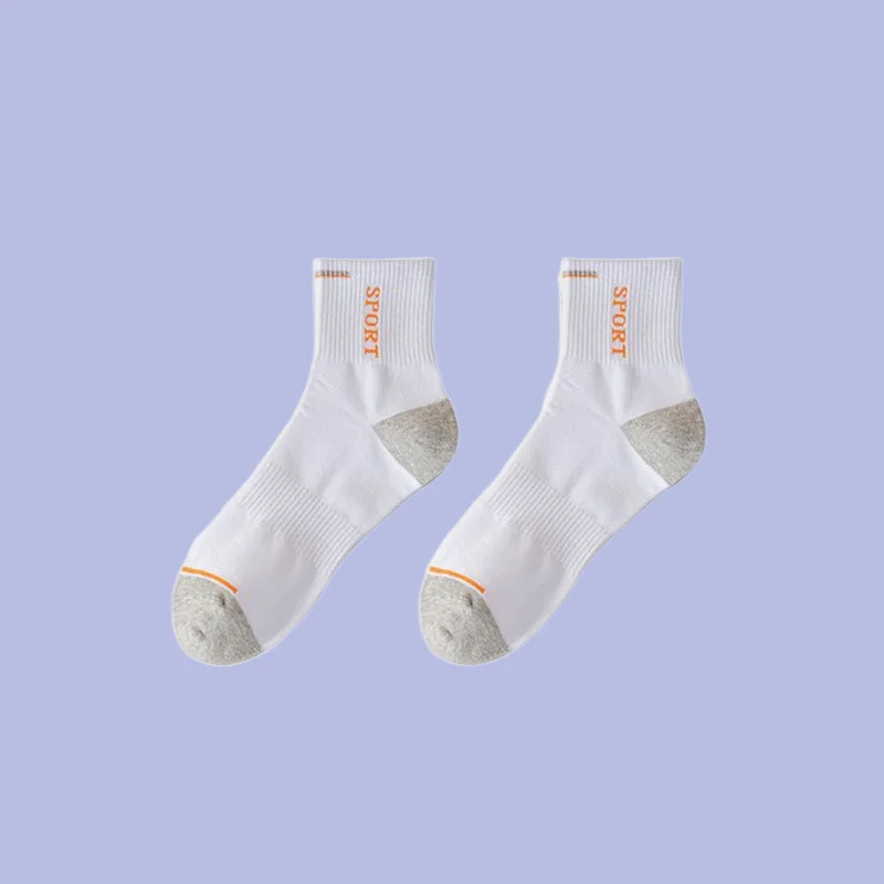 5/10 Pairs 2024 New Mid-tube Socks Sweat-absorbent Breathable Student Four Seasons Sports Socks Men's Solid Color Socks